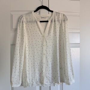 DKNY Ivory Blouse with Black Dots